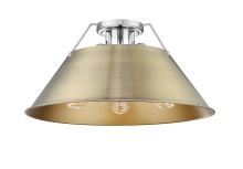 Golden 3306-3FM CH-AB - Yep by Golden Lighting Orwell 3-light Flush Mount in Chrome and Aged Brass shade